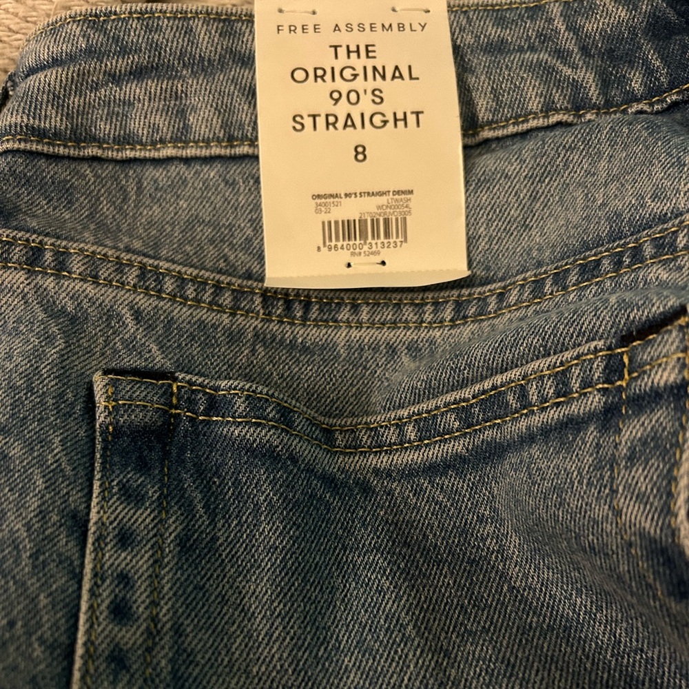 NWT! Free Assembly Women's Original 90's Straight Leg Blue Denim Jeans Size 8 - Picture 13 of 13